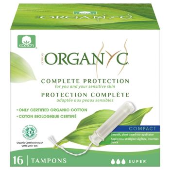 Protection Compl&egrave;te Tampons super avec applicateur Organyc - bo&icirc;te de 16 tampons