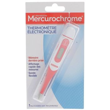Thermom&egrave;tre &eacute;lectronique &agrave; sonde flexible Mercurochrome - 1 thermom&egrave;tre