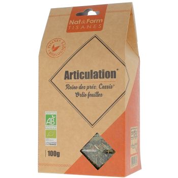 Tisane articulation reine des pr&eacute;s cassis ortie feuilles Nat & Form - sachet de 100 g