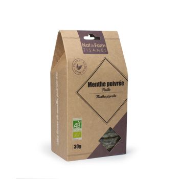 Tisane feuille menthe poivr&eacute;e bio Nat & Form - sachet de 30 g
