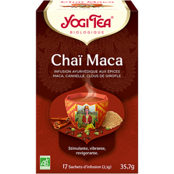 Tisane ayurv&eacute;dique Cha&iuml; maca bio Yogi Tea - boite de 17 sachets