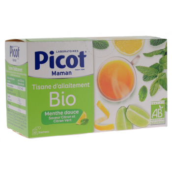 Tisane d'allaitement menthe douce saveur citron bio Picot - bo&icirc;te de 20 sachets