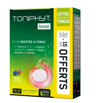 Toniphyt boost go&ucirc;t fruits rouges Sant&eacute; verte - 30 comprim&eacute;s effervescents + 15 gratuits