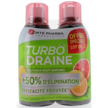Turbo draine go&ucirc;t agrumes Fort&eacute; Pharma - Lot de 2 flacons de 500 ml