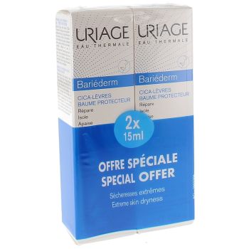 Bari&eacute;derm cica-l&egrave;vres baume r&eacute;parateur Uriage - lot de 2 tubes de 15 ml