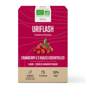 Uriflash cranberry & 3 huiles essentielles L&eacute;ro - bo&icirc;te de 20 g&eacute;lules