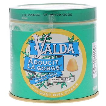 Valda pastilles miel citron sans sucre - boite de 140g