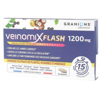 Veinomix flash 1200 mg circulation veineuse Granions - bo&icirc;te de 30 comprim&eacute;s