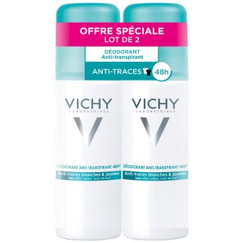 D&eacute;odorant anti-transpirant 48h anti-traces blanches & jaunes Vichy - lot de 2 sprays de 125 ml