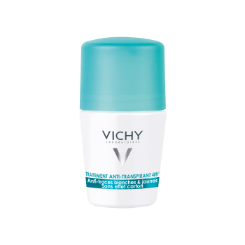 D&eacute;odorant anti-transpirant 48h anti-traces blanches & jaunes Vichy - roll-on bille de 50 ml