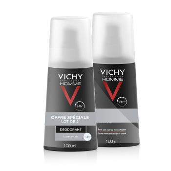 D&eacute;odorant 24h ultra frais Vichy homme - lot de 2 spray de 100 ml