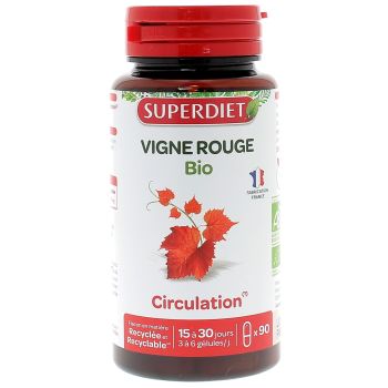 Vigne rouge circulation bio Super Diet - boite de 90 g&eacute;lules