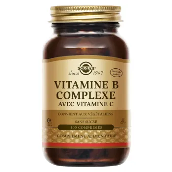 Vitamine B Complexe avec Vitamine C Solgar - bo&icirc;te de 100 comprim&eacute;s