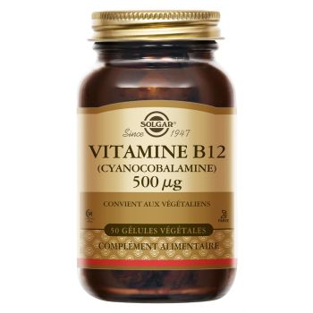 Vitamine B12 500 &micro;g Cyanocobalamine Solgar - pot de 50 g&eacute;lules