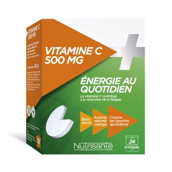Vitamine C 500 mg &eacute;nergie au quotidien Nutrisant&eacute; -  Boite de 24 comprim&eacute;s &agrave; croquer