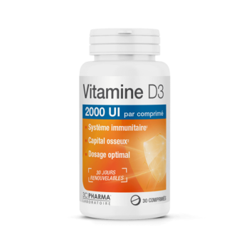 Vitamine D3 2000UI 3C Pharma - pot de 30 comprim&eacute;s