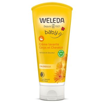 Cr&egrave;me lavante Calendula corps et cheveux Weleda b&eacute;b&eacute; - tube de 200 ml