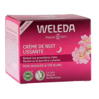 Cr&egrave;me de nuit lissante rose musqu&eacute;e et th&eacute; blanc Weleda - pot de 40ml