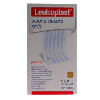 Wound closure strip Sutures cutan&eacute;es adh&eacute;sives Leukoplast - bo&icirc;te de 10 strips
