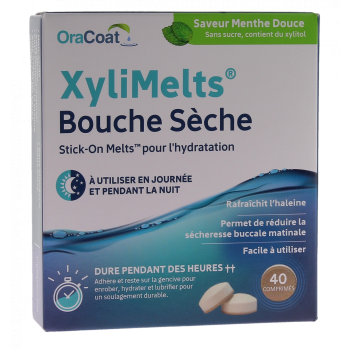 XyliMelts Pastille adh&eacute;sive contre la bouche s&egrave;che saveur menthe douce - bo&icirc;te de 40 comprim&eacute;s