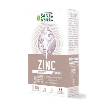 Zinc 15 mg Sant&eacute; Verte - bo&icirc;te de 60 g&eacute;lules