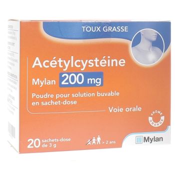 Ac&eacute;tylcyst&eacute;ine Mylan 200mg - 20 sachet-doses