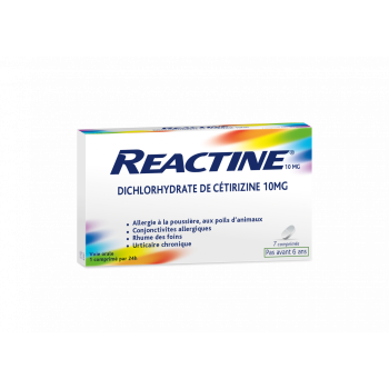 Reactine Allergie C&eacute;tirizine 10mg - 7 comprim&eacute;s pellicul&eacute;s