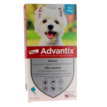 Advantix petit chien de 4 &agrave; 10 kg Bayer - boite de 4 pipettes