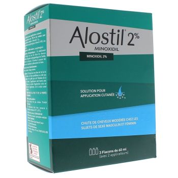 Alostil 2% solution pour application cutan&eacute;e - bo&icirc;te de 3 flacons de 60ml