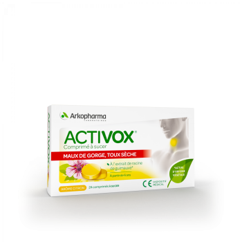 Activox comprim&eacute; &agrave; sucer ar&ocirc;me citron Arkopharma - boite de 24 comprim&eacute;s