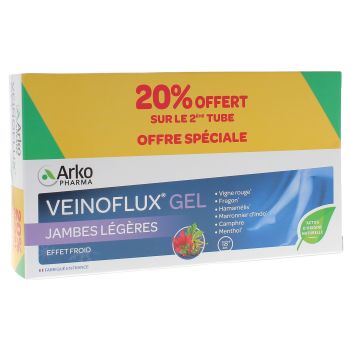 Veinoflux Gel Jambes l&eacute;g&egrave;res effet froid Arkopharma - lot de 2 tubes de 150 ml