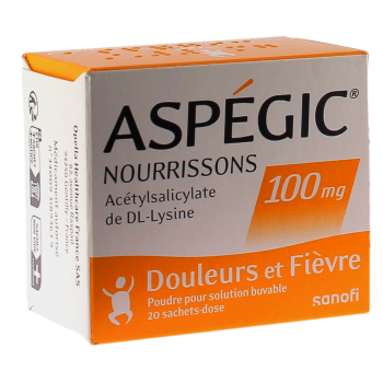Aspegic nourrissons 100mg poudre pour solution buvable en sachet-dose - bo&icirc;te de 20 sachets