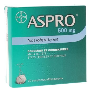 Aspro 500 effervescent comprim&eacute; effervescent - bo&icirc;te de 20 comprim&eacute;s