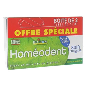 Hom&eacute;odent soin blancheur go&ucirc;t chlorophylle Boiron - 2 tubes de 75 ml