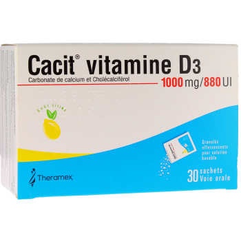 Cacit Vitamine D3 1000mg/880UI granul&eacute;s efffervescents pour solution buvable en sachet - bo&icirc;te de 30 sachets