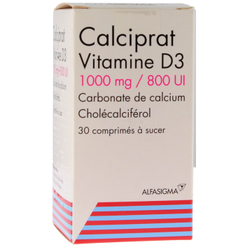 Calciprat Vitamine D3 1000mg/800 U.I - 30 comprim&eacute;s &agrave; sucer