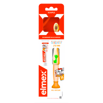 Brosse &agrave; dents d&eacute;butant 0-3 ans Elmex - 1 brosse &agrave; dents + mini dentifrice offert