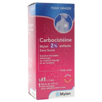 Carbocist&eacute;ine Mylan 2% enfants sans sucre - flacon de 125 ml