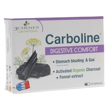 Carboline confort digestif Les 3 ch&ecirc;nes - boite de 30 capsules