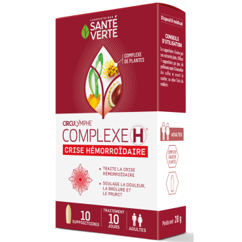 Circulymphe complexe H crise h&eacute;morro&iuml;daire Sant&eacute; verte - boite de 10 suppositoires