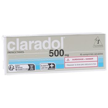Claradol 500mg comprim&eacute; s&eacute;cable - bo&icirc;te de 16 comprim&eacute;s