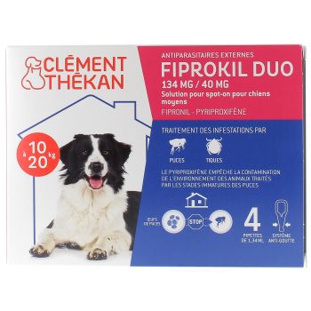 Fiprokil duo chien 134 mg/40 mg Cl&eacute;ment-th&eacute;kan - 4 pipettes de 1,34 ml