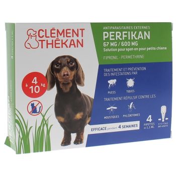 Perfikan 67 mg/600 mg pour petits chiens Cl&eacute;ment-Th&eacute;kan - 4 pipettes de 1,10 ml