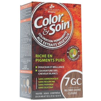Color & soin coloration permanente Blond dor&eacute; cuivr&eacute; 7GC Les 3 ch&ecirc;nes - 1 kit