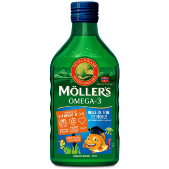 Om&eacute;ga-3 huile de foie de morue arome multi-fruits M&ouml;ller's - flacon de 250ml
