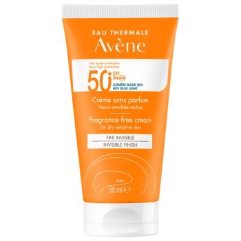 Cr&egrave;me solaire SPF 50+ sans parfum Av&egrave;ne - tube de 50 ml