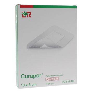 Curapor pansement adh&eacute;sif chirurgical Lohmann & Rauscher - 10 pansements de 10 x 8 cm