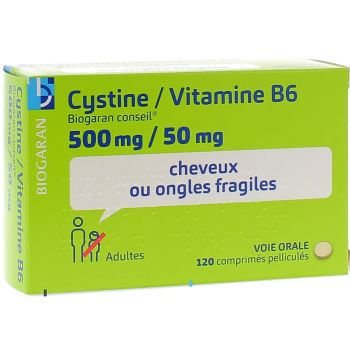 Cystine vitamine B6 Biogaran 500mg/50mg - 120 comprim&eacute;s