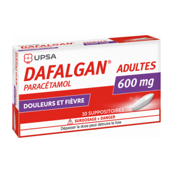 Dafalgan 600mg suppositoire - bo&icirc;te de 10 suppositoires