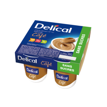 Delical cr&egrave;me dessert sans sucre caf&eacute; - 4 pots de 200g